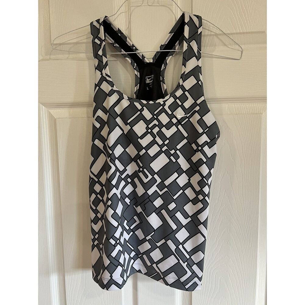 Nike Gray Geometric Print Athletic Tank Top Size Large